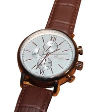 Romilly Mens Automatic Analog Watch rose gold Case Brown Leather Multi Function