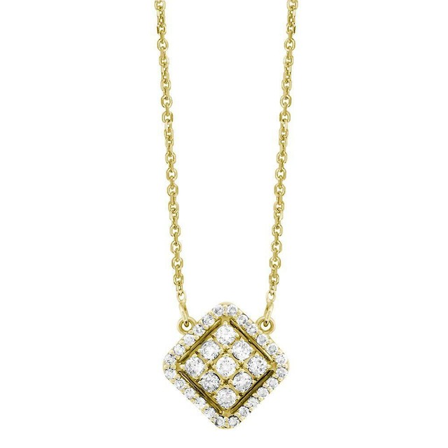 Diamond Rhombus Necklace, 0.51CT in 14k Yellow Gold eBay