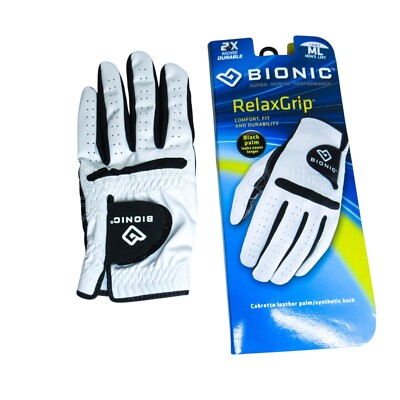 Bionic Golf Gloves Mens ML Black& White Left Hand RelaxGrip New DMG PKG 
