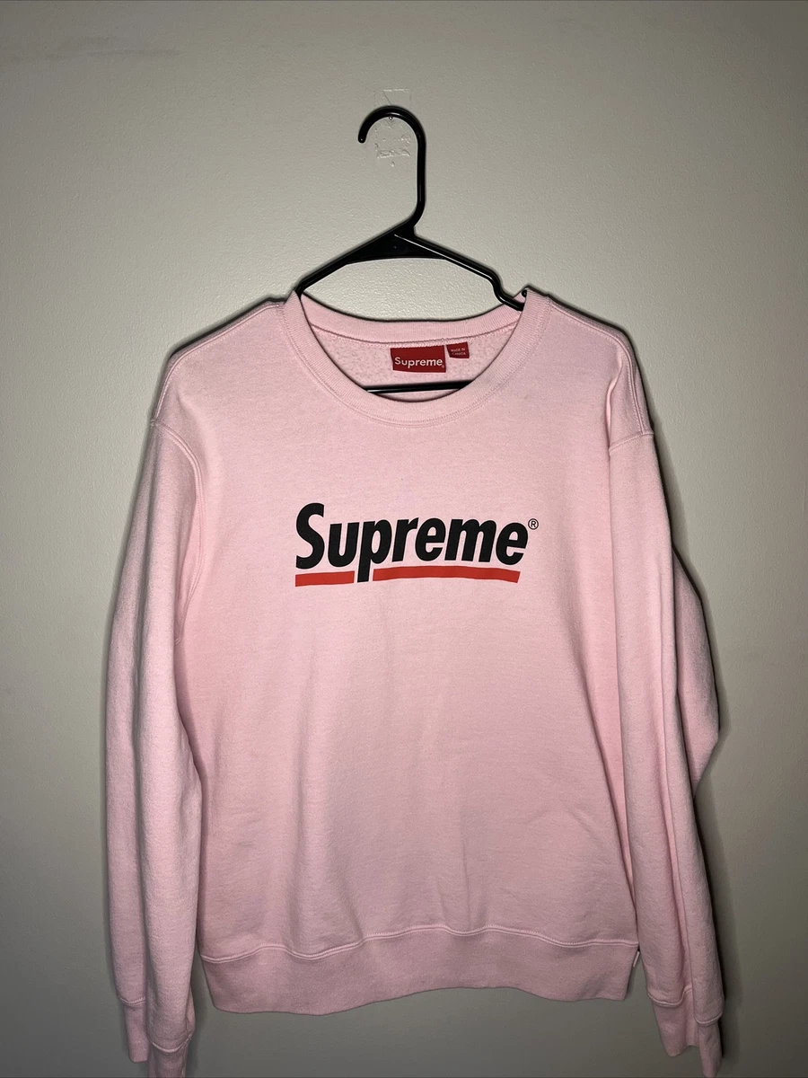 Supreme Underline Crewneck Heather Pink Medium | eBay