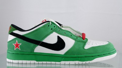 NEW Nike Dunk Low Pro SB Heineken Size 9 304292 302 Green Red Star | eBay