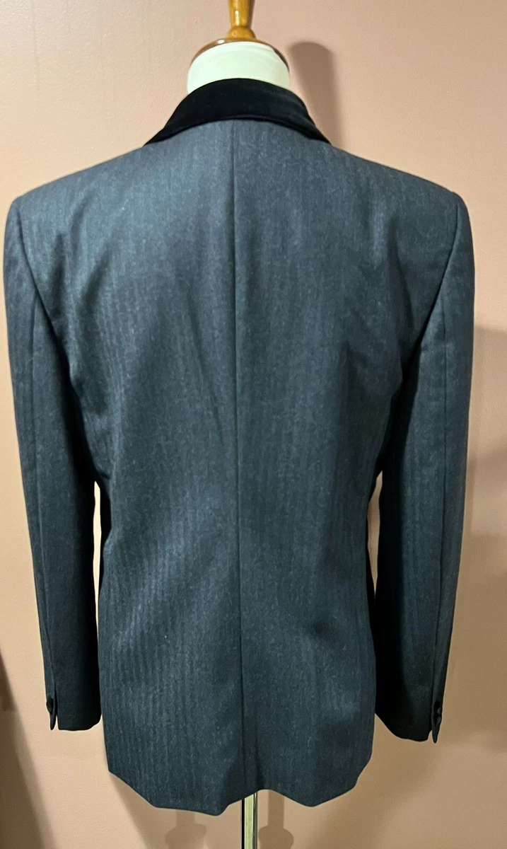 Burberry’s prorsum Gris Lana Terciopelo Ribete Manga Larga Mujer Blazer Chaqueta Talla 44