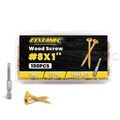 Wood Screws 1 Inch, Deck Screws #8 X 1, 150 PCS, Epoxy Coated, T25 Star Bit abo