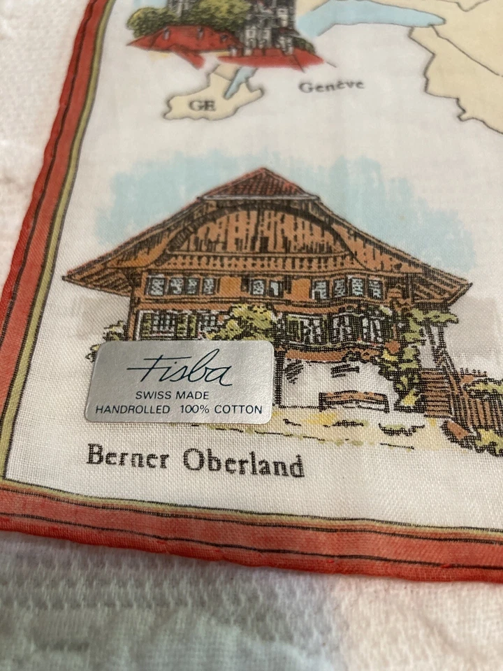 Lenço vintage mapa da Suíça com saco de papel original 11" X 11" - Imagem 2 de 4