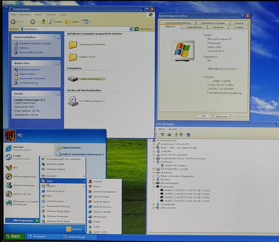 HP Pro SFF Windows XP Gamer PC Spiel Computer HD i3 250GB 4GB DVD-RW COM RS 232 - Bild 2 von 4
