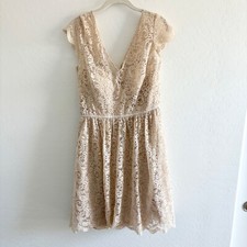 Jenny Yoo Lace Dress V-Neck Sleeveless Cocktail Party Dress Size 14