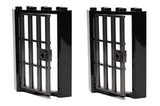 😀 LEGO 2x CORNER Barred Doors for Castle Prison Dungeon Police 4x4x6 Black A