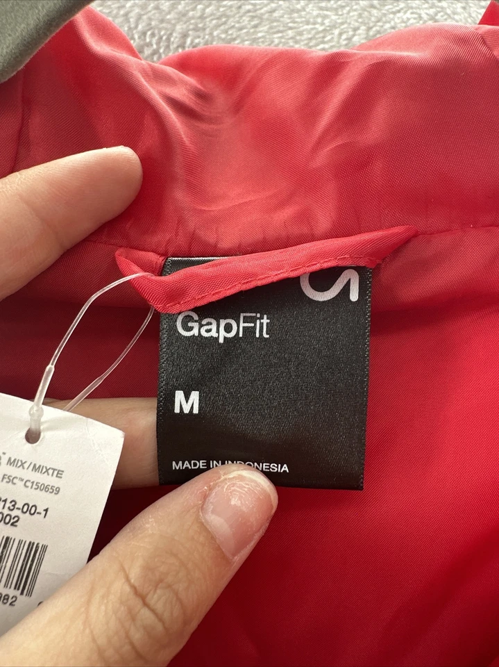 Gap Fit Jacket Womens Medium Sherpa Fleece Hooded Full Zip Red - Image 4 of 4