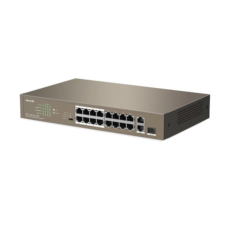 6932849431315 Tenda TEF1118P-16-150W network switch Unmanaged L2 Fast Ethernet ( - Image 2 of 4