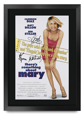 There's Something About Mary Filmplakat signiert gedruckt Autogramm A3 gerahmt