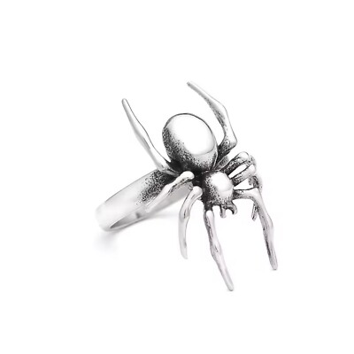 Realistic 3D Spider Ring Silver 316L Surgical Stainless Steel Tarantula Band