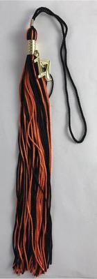 NEW Black & Orange Class of 2017 Gold Charm Graduation Tassel 9'' Jostens 17