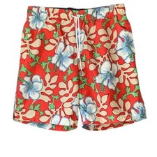 Lands' End men's tropical Cancun Coral Floral print Volley Trunks. Size M