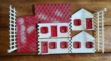 VTG Bachman Plasticville Cape Cod House Red Trim 2 Fances - For Parts O-Gauge