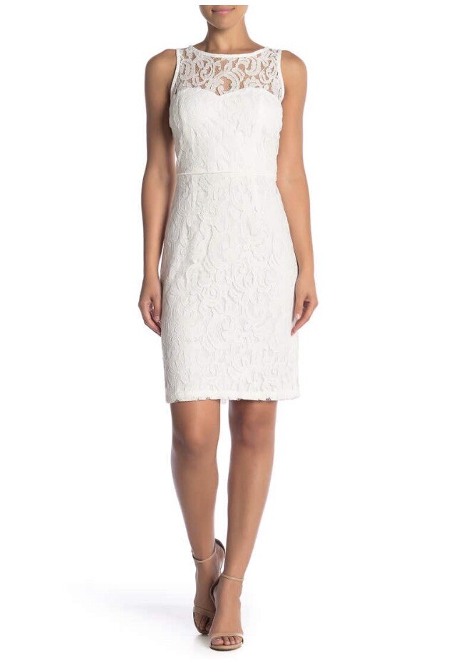 NWT Marina Sleeveless Lace Sheath Dress, Color White, Size 16 | eBay
