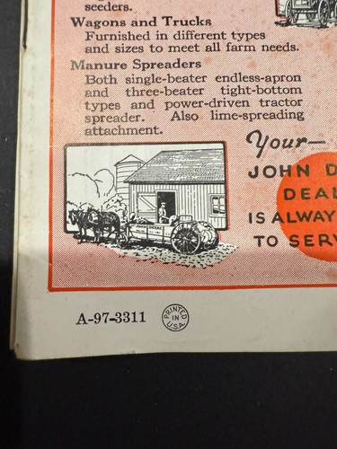 1933 John Deere High Lift Mower Brochures & John Deere Postal Card....3 Items - Picture 10 of 15