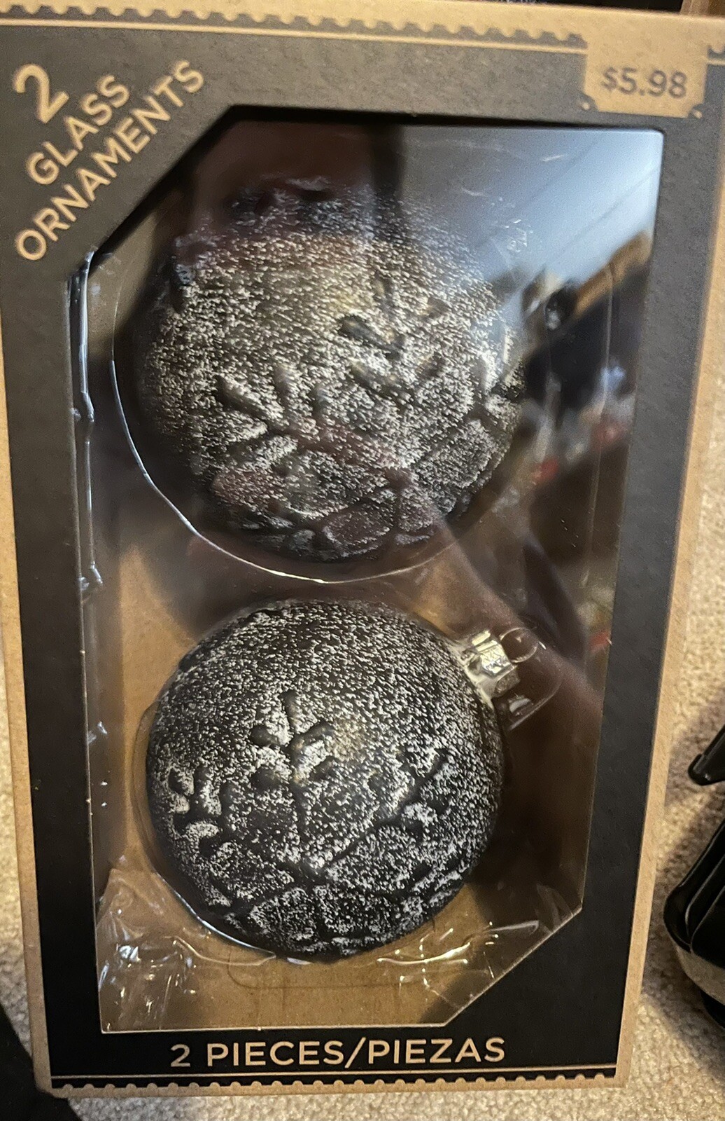 Set of 4 Black Glass Ornaments 2 New Boxes Walmart eBay