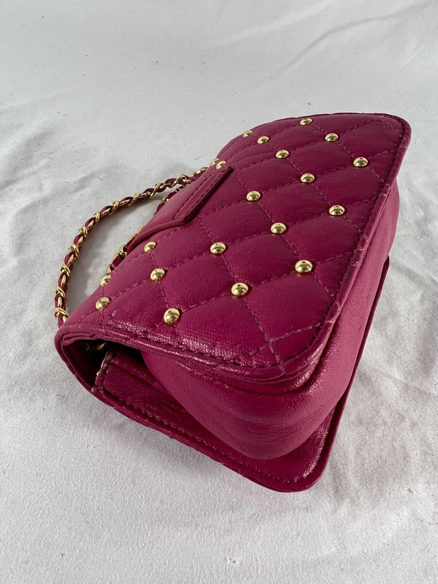 DSQUARED2 Pink Quilted & Studded Leather Chain Link Mini DSQUARED2 Pink Quilted & Studded Leather Chain Link Mini