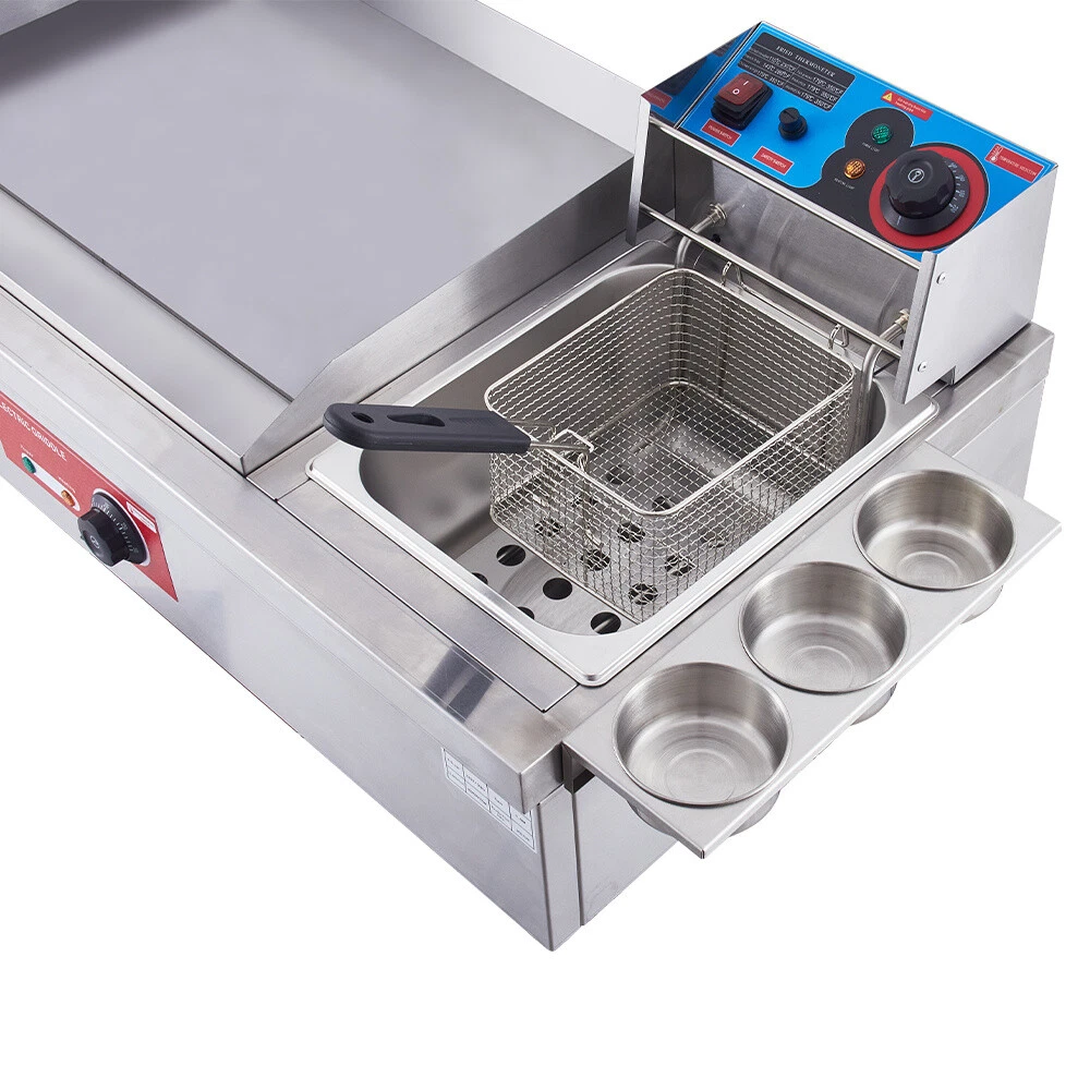 Griddle with deep clearance fryer