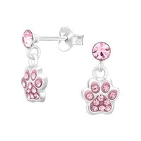Pfotenabdruck Kinder Ohrringe Kristallen 925 Silber MäDchen Ohrstecker Schmuck