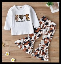 GIRLS SZ. 4/5 BOUTIQUE PEACE, LOVE, COWS 2 PC. PANT SET