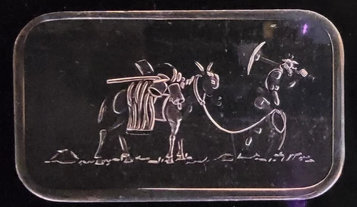 Silvertowne Mint Prospector Dark Toning Bullion-999 Silver 1 Oz Ounce Art Bar