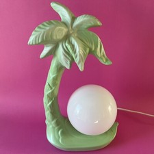 Lampe palmier vintage design tropical 70s 80s globe opaline vert