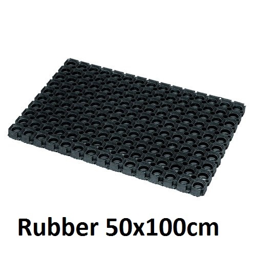 JVL Large Rubber Ring Heavy Duty Outdoor Entrance Door Mat 50 x 100 cm