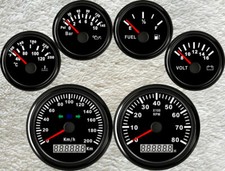 6 Gauge Set 85mm 200kmh Gps Speedo Tacho Fuel Water Temp Volt Oil Pressure Black 6 Gauge Set 85mm 200kmh Gps Speedo Tacho Fuel Water Temp Volt Oil Pressure Black