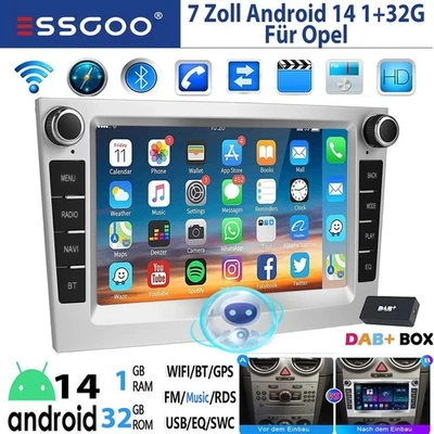 DAB+ Für Opel Astra H Corsa C D Vectra Zafira B Autoradio Android 14 GPS NAVI FM - Bild 1 von 4