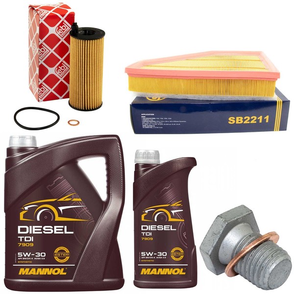 MotoröL Filter Set 5W-30 6 Liter + Schraube FüR BMW 3Er 320D E90 E92 E91 Xdrive-image