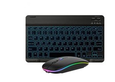 RGB Black Ultra thin/lightweight Bluetooth keyboard  mouse mini recharge7-color