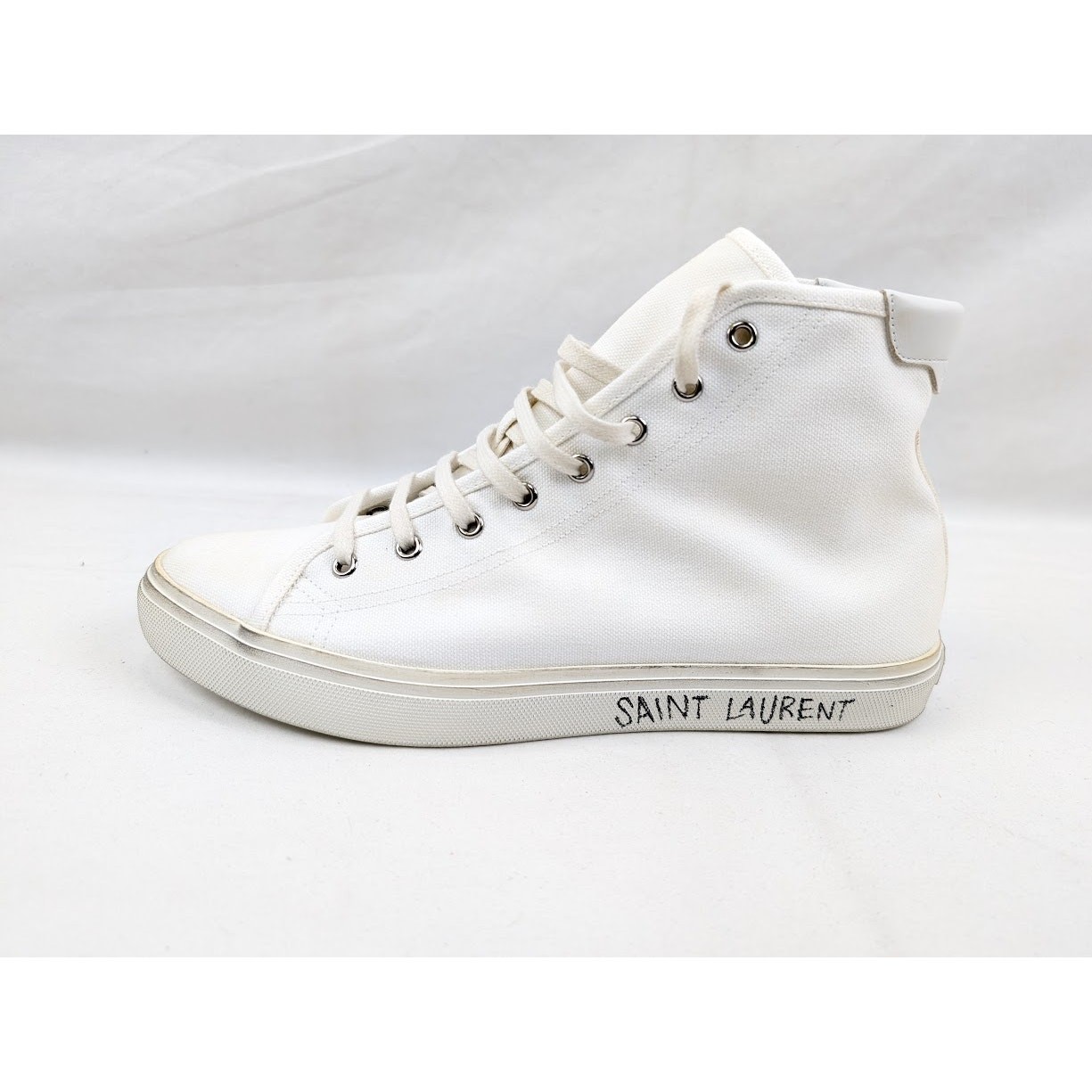 Sneakers Saint Laurent Paris Malibu Mid Top Signa in ottica bianca nuove con etichette 43
