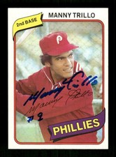 1980 Topps 90 Manny Trillo signed auto autograph Jersey # NM cond MZ BXCP57