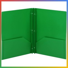 Plastic 2 Pocket Folders 3 Prongs Green 3 Pack Letter Size Poly
