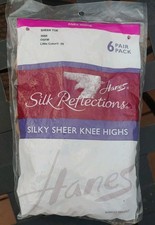 Hanes Silk Reflections Silky Sheer Knee Highs Sheer Toe 3058 Little Color 6pk