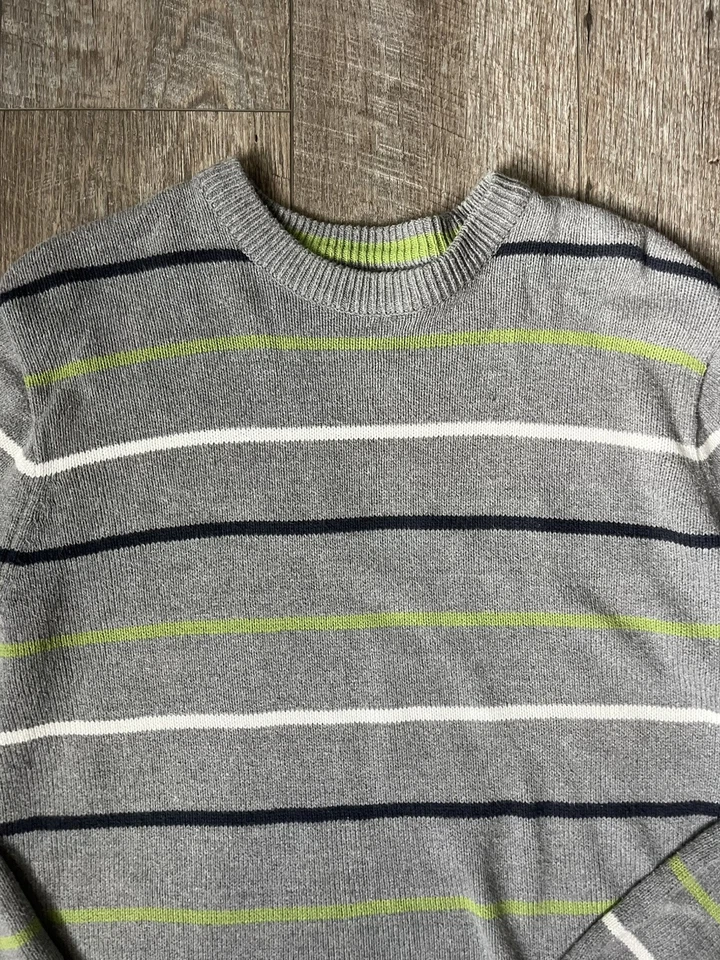 Suéter American Rag Cie Vintage Gris Rayas Manga Larga Cuello Redondo - Talla Mediana Foto 2 de 2