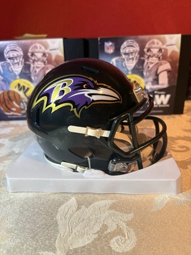 Ray Lewis Ravens Autographed Speed Mini Helmet With Beckett Cert.  Gold auto