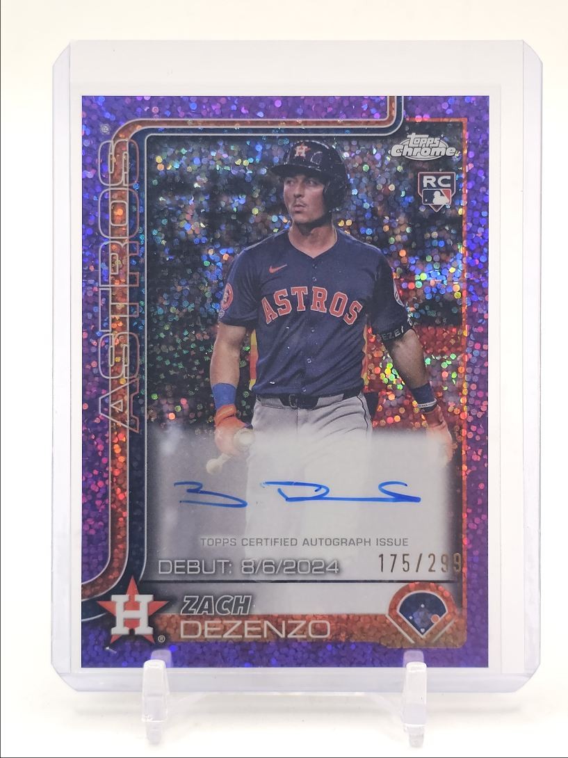 ZACH DEZENZO 2025 TOPPS CHROME ROOKIE DEBUT PURPLE SPECKLE RC AUTO /299 Q4920