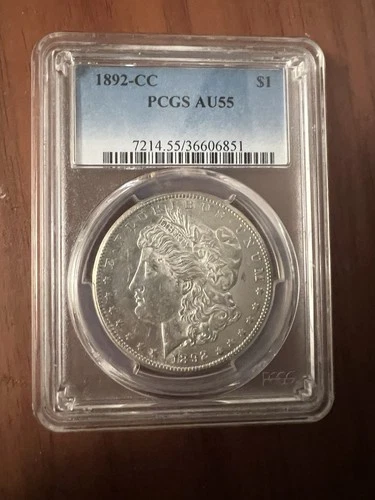 1892 Carson City Morgan Dollar $1 Silver Coin PCGS AU55