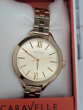 Caravelle New York Women's 44L127 Gold Bracelet Gold Dial Stainless Steel Watch