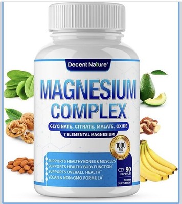 **2 PACK** Decent Nature Magnesium Complex 1000mg 90 Capsules Glycinate Vegan