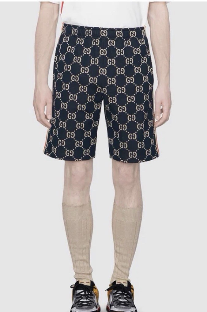 Gucci GG Monogram Jacquard Side Striped Shorts Navy Men’s Size XXL Authentic thumbnail 2