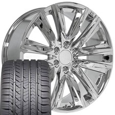 Oe Wheels Ca91 22x9 Chrome Rims Goodyear Sport Tires Set 6x139.7 28 Et Oe Wheels Ca91 22x9 Chrome Rims Goodyear Sport Tires Set 6x139.7 28 Et