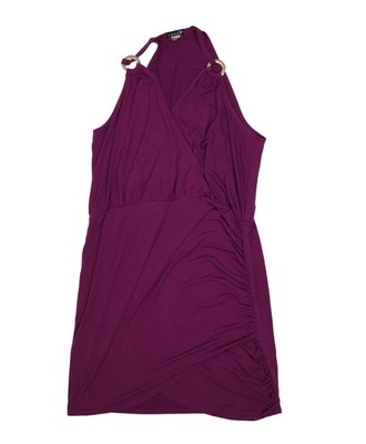 Venus Dress Womens XL Purple Sleeveless Halter Ruched Wrap Bodycon Cocktail
