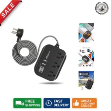 Wall-Mountable Compact Power Strip - 3 Outlets & 4 USB Ports for Easy Charging