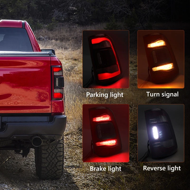 For 2019-2024 Dodge RAM 1500 Tail Lights Assemblies w/ Blind Spot LED Red LAMP - Image 3 of 4