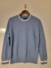 Tommy Hilfiger Sweater Mens Medium Blue 100 Cotton Long Sleeve Crew Neck