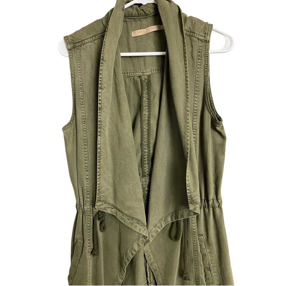 Max Jeans Green Vest Open Front S Small Casual Layering Comfy Tencel Shrug - Image 3 of 4