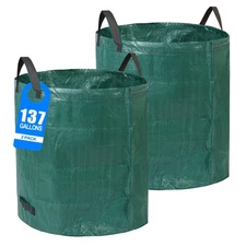 Pilntons 2 Pack 137 Gallons Reusable Yard Waste Bags with Double Bottom Extra La